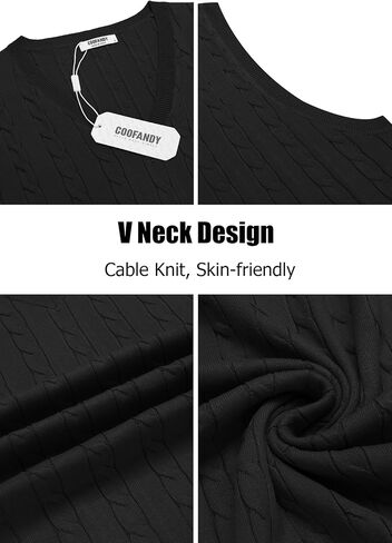 COOFANDY Men's Sweater Vest V Neck Slim Fit Cable Knitted Sleeveless Pullover Sweater in Saudi Arabia