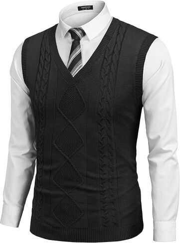 COOFANDY Men's Sweater Vest Sleeveless V Neck Knitted Slim Fit Casual Lightweight Pullover Sweater in Saudi Arabia