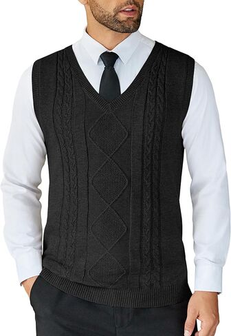 COOFANDY Men's Sweater Vest Sleeveless V Neck Knitted Slim Fit Casual Lightweight Pullover Sweater in Saudi Arabia