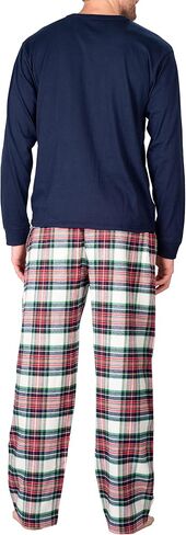 Men’s Pajama Set Pajamas For Men 2 Piece PJ Set with Cotton Flannel Men Pajama Pants and Long Sleeve Henley T-Shirt in Kuwait