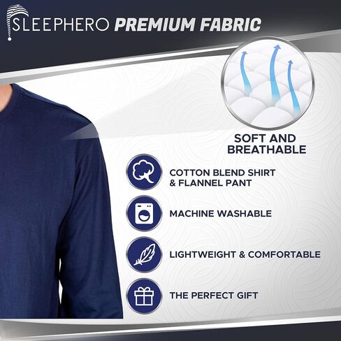 Men’s Pajama Set Pajamas For Men 2 Piece PJ Set with Cotton Flannel Men Pajama Pants and Long Sleeve Henley T-Shirt in Kuwait