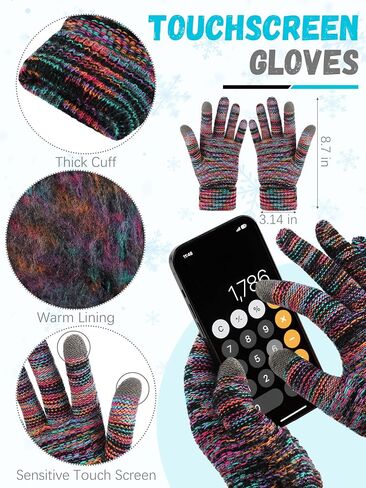 Winter Hat Scarf Gloves and Ear Warmer, Warm Knit Beanie Hat Touch Screen Gloves Set Winter Gifts Neck Scarves for Women in Saudi Arabia