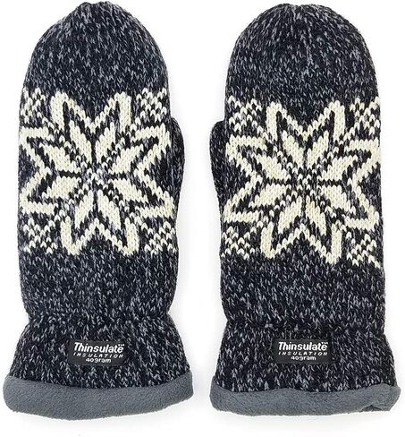 BRUCERIVER Women Snowflake Knit Mittens with Warm Thinsulate Fleece Lining in Kuwait