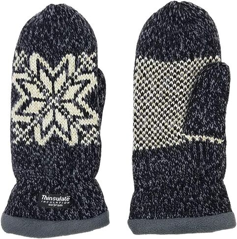 BRUCERIVER Women Snowflake Knit Mittens with Warm Thinsulate Fleece Lining in Kuwait