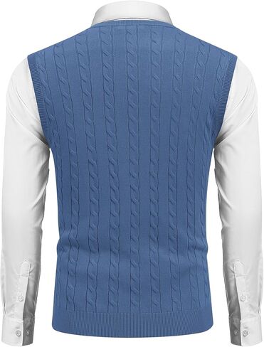 COOFANDY Men's Sweater Vest V Neck Slim Fit Cable Knitted Sleeveless Pullover Sweater in Saudi Arabia