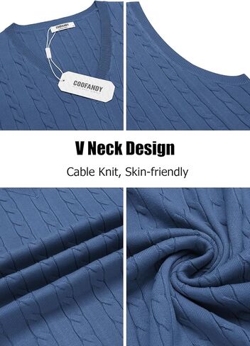 COOFANDY Men's Sweater Vest V Neck Slim Fit Cable Knitted Sleeveless Pullover Sweater in Saudi Arabia