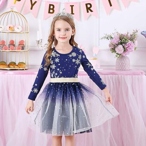 VIKITA Girls Dresses for Winter Long Sleeve Toddler Girls Clothes Party Tulle Dresses for Girls 3-12 Years in Kuwait