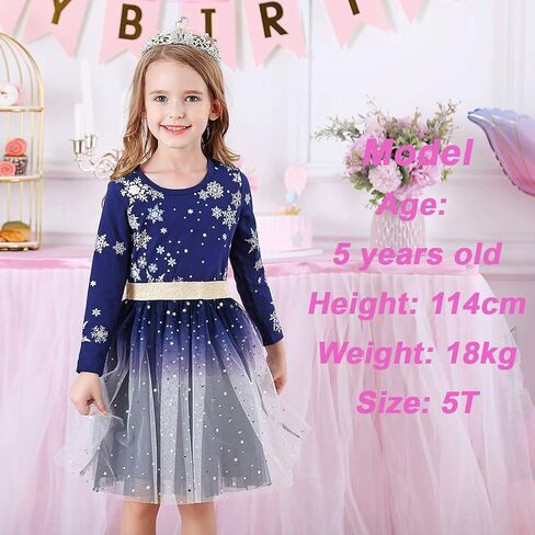VIKITA Girls Dresses for Winter Long Sleeve Toddler Girls Clothes Party Tulle Dresses for Girls 3-12 Years in Kuwait