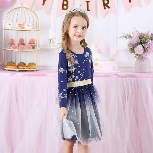 VIKITA Girls Dresses for Winter Long Sleeve Toddler Girls Clothes Party Tulle Dresses for Girls 3-12 Years in Kuwait