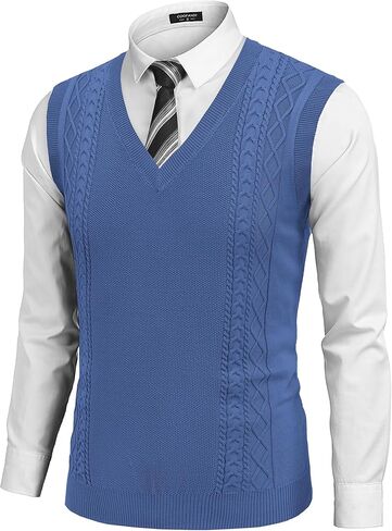 COOFANDY Men's Sweater Vest Sleeveless V Neck Knitted Slim Fit Casual Lightweight Pullover Sweater in Saudi Arabia