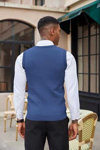 COOFANDY Men's Sweater Vest Sleeveless V Neck Knitted Slim Fit Casual Lightweight Pullover Sweater in Saudi Arabia