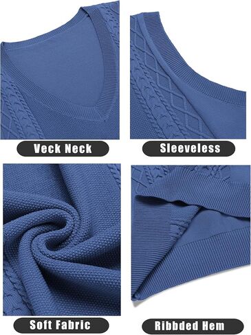 COOFANDY Men's Sweater Vest Sleeveless V Neck Knitted Slim Fit Casual Lightweight Pullover Sweater in Saudi Arabia