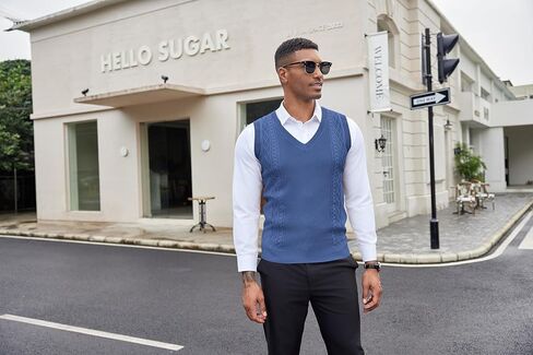 COOFANDY Men's Sweater Vest Sleeveless V Neck Knitted Slim Fit Casual Lightweight Pullover Sweater in Saudi Arabia