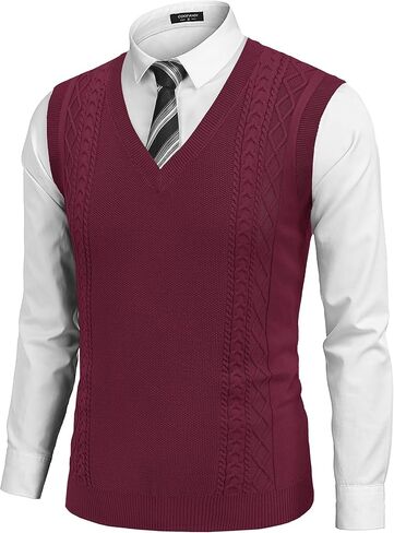 COOFANDY Men's Sweater Vest Sleeveless V Neck Knitted Slim Fit Casual Lightweight Pullover Sweater in Saudi Arabia