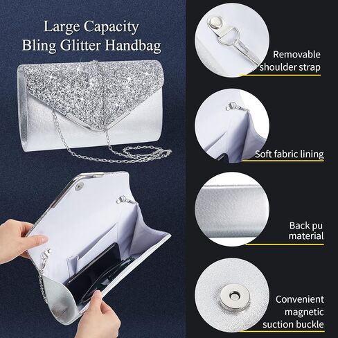 Henoyso 5 Pcs Purse Rhinestone Jewelry Set Rhinestone Clutch Purse Bride Prom Jewelry Necklace Earrings Bracelets for Women in Saudi Arabia