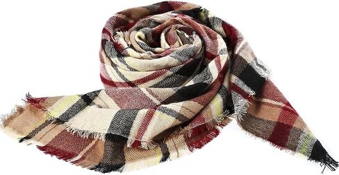 American Trends Womens Fall Winter Scarf Plaid Tassel Soft Warm Blanket Scarves Womens Shawl Wraps in Saudi Arabia