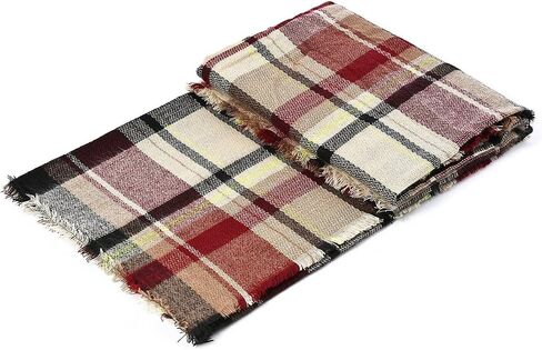 American Trends Womens Fall Winter Scarf Plaid Tassel Soft Warm Blanket Scarves Womens Shawl Wraps in Saudi Arabia