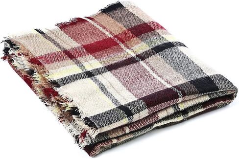 American Trends Womens Fall Winter Scarf Plaid Tassel Soft Warm Blanket Scarves Womens Shawl Wraps in Saudi Arabia