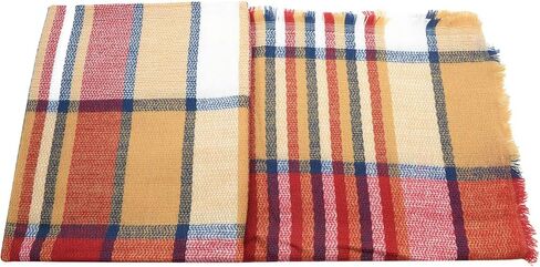 American Trends Womens Fall Winter Scarf Plaid Tassel Soft Warm Blanket Scarves Womens Shawl Wraps in Saudi Arabia