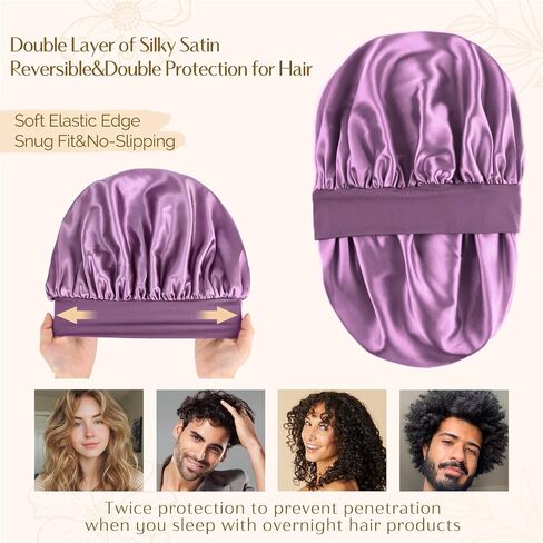 YANIBEST Bonnet for Men Hair Bonnet for Sleeping Double Layer Satin Bonnets for Black Women Curly Hair Braids in Kuwait