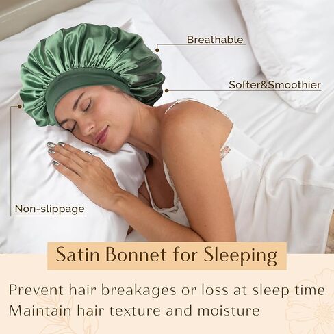 YANIBEST Bonnet for Men Hair Bonnet for Sleeping Double Layer Satin Bonnets for Black Women Curly Hair Braids in Kuwait