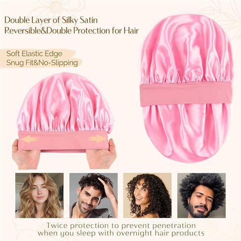 YANIBEST Bonnet for Men Hair Bonnet for Sleeping Double Layer Satin Bonnets for Black Women Curly Hair Braids in Kuwait