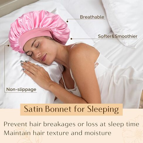 YANIBEST Bonnet for Men Hair Bonnet for Sleeping Double Layer Satin Bonnets for Black Women Curly Hair Braids in Kuwait