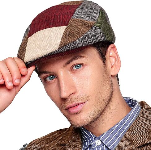 Men Ivy Hat Newsboy Cap - Classic Wool Blend Tweed Flat Cap Cabbie Hat Men in Kuwait