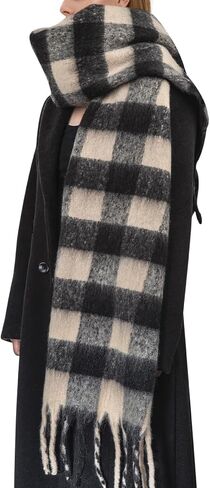 Womens Scarf Winter Big Colorful Checked Thick Warm Soft Scarves Casual Tassel Blanket Scarf in Saudi Arabia