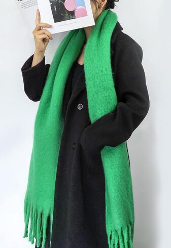 وشاح نسائي شتوي كبير ملون مربعات سميكة دافئة أوشحة ناعمة كاجوال وشاح بطانية بشراشيب in Kuwait