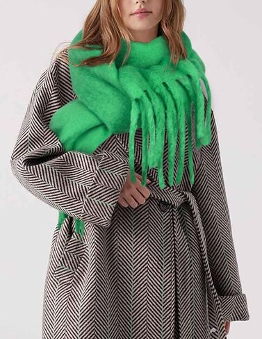 وشاح نسائي شتوي كبير ملون مربعات سميكة دافئة أوشحة ناعمة كاجوال وشاح بطانية بشراشيب in Kuwait