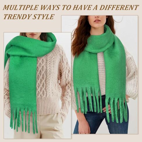 وشاح نسائي شتوي كبير ملون مربعات سميكة دافئة أوشحة ناعمة كاجوال وشاح بطانية بشراشيب in Kuwait