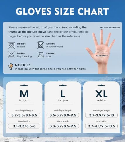 2 in 1 Winter Ski Mittens for Men & Women with Fleece Glove Liners, Waterproof Winter Ski Gloves Made with 3M C100 Insulation, 5-Layer Fabric Snowboard Mittens with Touchscreen Inner Gloves in Saudi Arabia