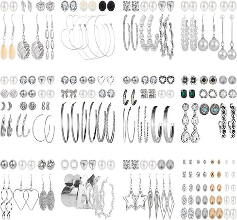 NEWITIN 69 Pieces Gold Jewelry Set for Women Fashion Costume Jewelry Gold Plated Necklace Bracelet Gold Earrings Set for Women in Kuwait