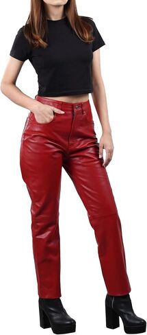 Decrum Real Leather Pants for Women - Comfortable Trendy Womens Lambskin Bottoms in Saudi Arabia
