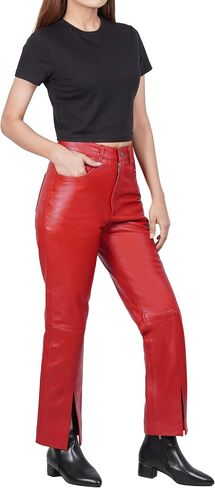 Decrum Real Leather Pants for Women - Comfortable Trendy Womens Lambskin Bottoms in Saudi Arabia