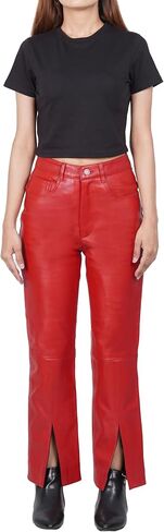 Decrum Real Leather Pants for Women - Comfortable Trendy Womens Lambskin Bottoms in Saudi Arabia