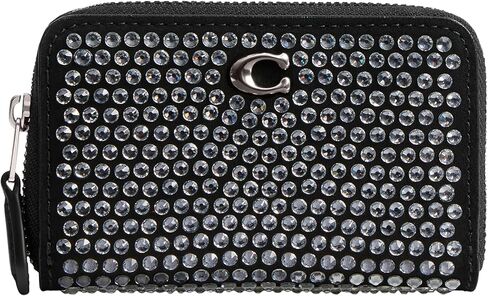 COACH Women's Small Zip Around Card CASE, LH/Black in Saudi Arabia
