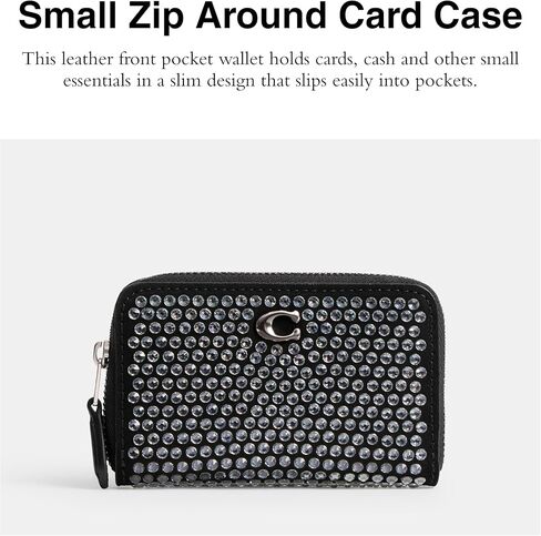 COACH Women's Small Zip Around Card CASE, LH/Black in Saudi Arabia