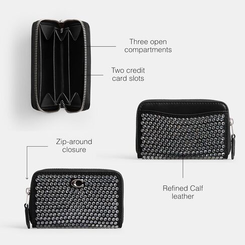 COACH Women's Small Zip Around Card CASE, LH/Black in Saudi Arabia