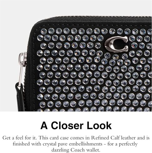 COACH Women's Small Zip Around Card CASE, LH/Black in Saudi Arabia