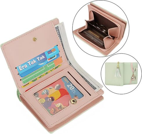 Uromee Girls Wallet Cute Cat Pendant Small Women Purse Bifold Vegan Leather Zipper Coin Pocket in Saudi Arabia