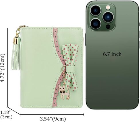 Uromee Girls Wallet Cute Cat Pendant Small Women Purse Bifold Vegan Leather Zipper Coin Pocket in Saudi Arabia