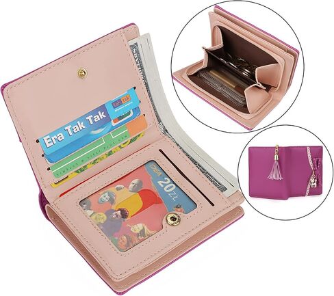 Uromee Girls Wallet Cute Cat Pendant Small Women Purse Bifold Vegan Leather Zipper Coin Pocket in Saudi Arabia