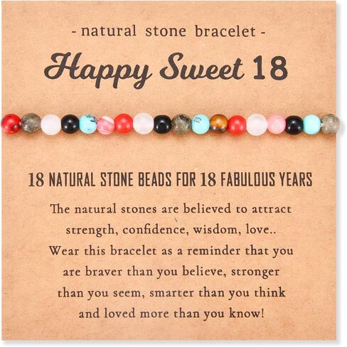 11 12 13 14 15 16 17 18 21 30 40 50 60 Year Old Birthday Gifts for Girls Women Her, Colorful Natural Beads Stone Birthday Bracelet Gifts with Birthday Card for Teen Girls Women Her Daughter Wife Mom Best Friend in Kuwait