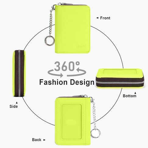 حامل بطاقات الائتمان من مايسكي، محفظة بطاقات الائتمان بسحاب للنساء، حامل حافظات بطاقات الأكورديون الصغيرة، محفظة سلسلة المفاتيح، أسود in Kuwait