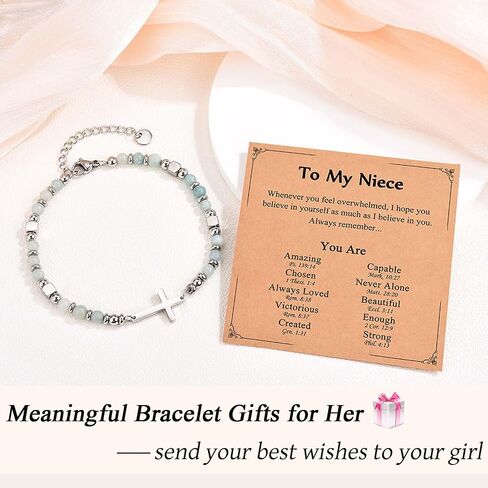 Religious Cross Bracelet for Women Girls, Christian Gifts for Daughter Granddaughter Sister in Christ Friend Niece on Birthday Christmas Easter Valentines Day Graduation in Kuwait