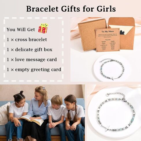 Religious Cross Bracelet for Women Girls, Christian Gifts for Daughter Granddaughter Sister in Christ Friend Niece on Birthday Christmas Easter Valentines Day Graduation in Kuwait