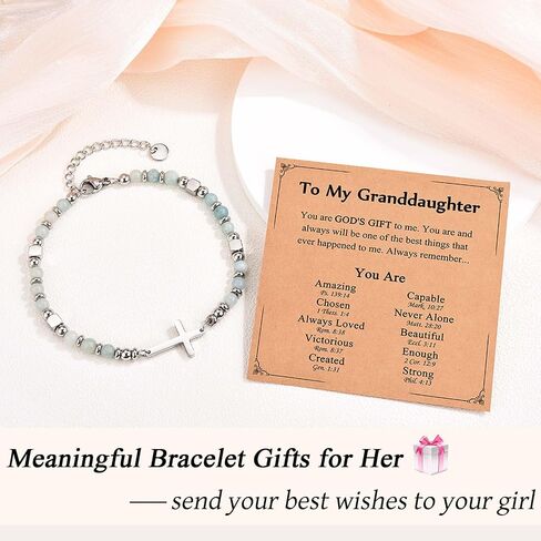 Religious Cross Bracelet for Women Girls, Christian Gifts for Daughter Granddaughter Sister in Christ Friend Niece on Birthday Christmas Easter Valentines Day Graduation in Kuwait