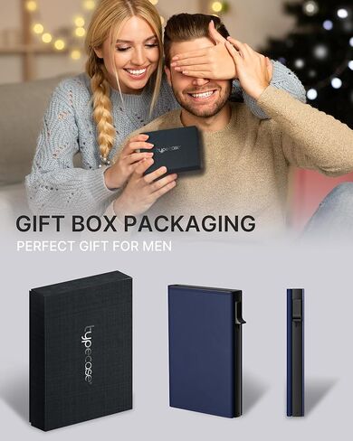 حامل بطاقات محفظة رجالي من typecase: حافظة ألومنيوم منبثقة، جلد طبيعي، ذكي، حجب RFID، نحيف، بسيط، جيب أمامي - سعة البطاقة 9-14 | نافذة الهوية | فتحة النقدية (ألياف الكربون) in Kuwait